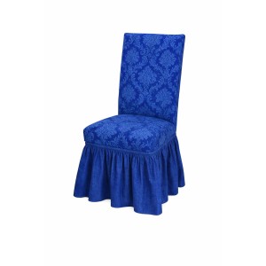 Set 6 Huse de Scaun Cu Volanase, model Jacquard, Albastru, HSJ-055