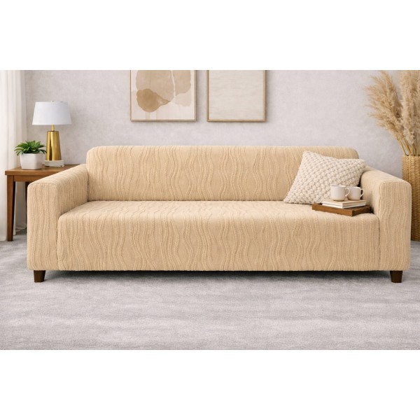 Husa pentru canapea 2 Locuri, model Jacquard, Bej, HCJ-056