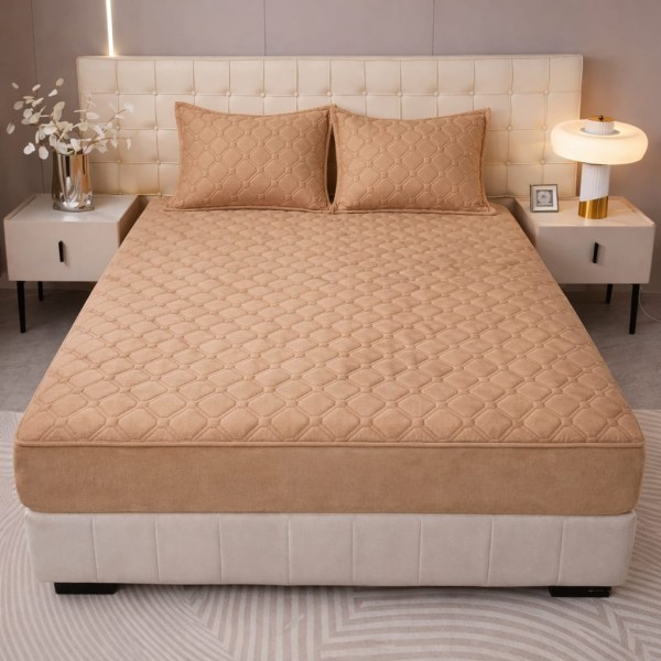 Huse/Topper pentru saltea cu elastic 160x200, Bej, HTC-072