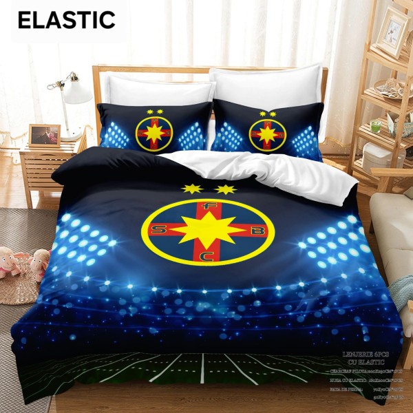 Lenjerie Pat Dublu 6 Piese Finet cu Elastic – Model FCSB, Roșu Albastru, FCS-001 Lenjerie Pat Dublu 6 Piese Finet cu Elastic – Model FCSB, Roșu Albastru, FCS-001