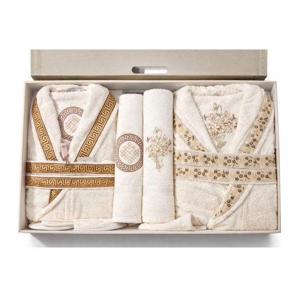 Set Cadou Baie 14 Piese pentru Cuplu – Halate de Baie și Prosoape Elegante, HBC 001