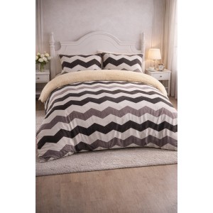 Set Lenjerie Cocolino 4 Piese cu Blăniță și Elastic – Model Zig-Zag Gri Modern, LEC-101