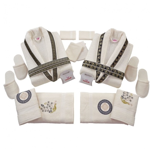 Set Cadou Baie 14 Piese pentru Cuplu – Halate de Baie și Prosoape Elegante, HBC-002