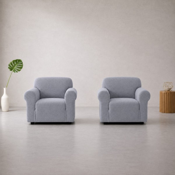 Set Huse Elastice pentru 2 Fotolii din Lycra – Gri Deschis, HCL-023