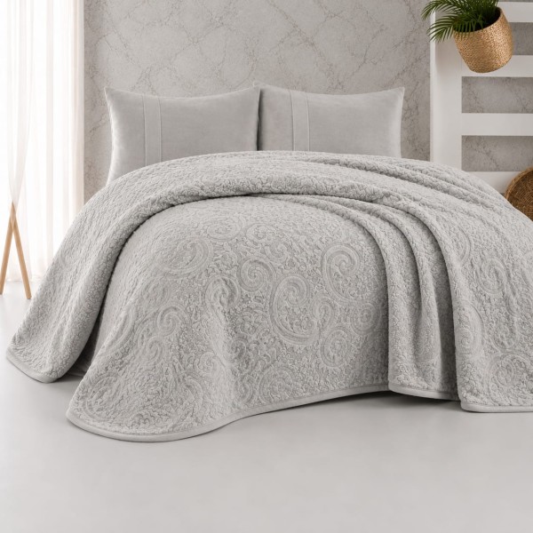 Pătură Dublă Battaniye Gri Deschis, 200x240 cm, Pufoasă și Elegantă, Model Embosat, PST-002 Pătură Dublă Battaniye Gri Deschis, 200x240 cm, Pufoasă și Elegantă, Model Embosat, PST-002