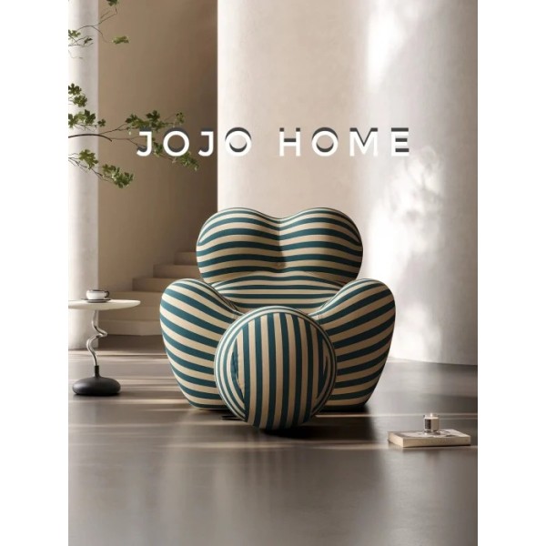Fotoliu Premium Ergonomic cu Taburet – Design Dungi Turcoaz și Bej, L100x120x92 cm, FPE-003 Fotoliu Premium Ergonomic cu Taburet – Design Dungi Turcoaz și Bej, L100x120x92 cm, FPE-003