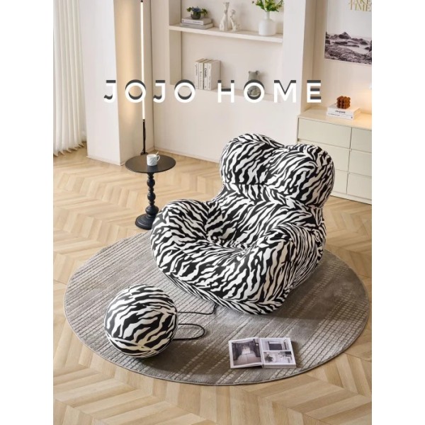 Fotoliu Premium Ergonomic cu Taburet – Model Zebra Alb-Negru, L100x120x92 cm, FPE-004