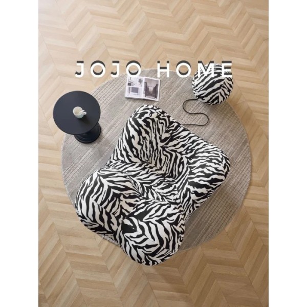 Fotoliu Premium Ergonomic cu Taburet – Model Zebra Alb-Negru, L100x120x92 cm, FPE-004