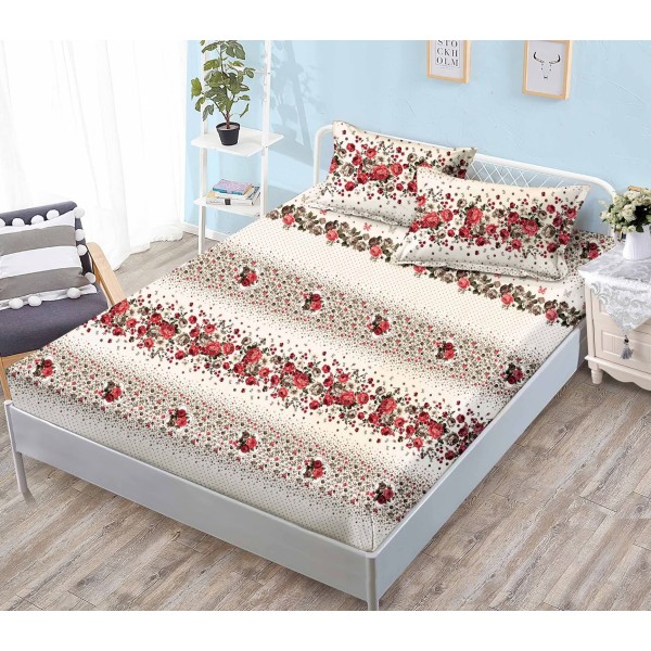 Cearșaf Cocolino cu elastic 180x200 cm + 2 fețe de pernă – Model Floral Trandafiri Roșii, HC-057 Cearșaf Cocolino cu elastic 180x200 cm + 2 fețe de pernă – Model Floral Trandafiri Roșii, HC-057