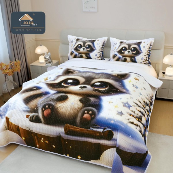 Cuvertură Pat Dublu din Bumbac Finet 3 Piese 220x240 cm + 2 Fețe de Pernă 50x70 cm – Model Raton Adorabil, ESC-020 Cuvertură Pat Dublu din Bumbac Finet 3 Piese 220x240 cm + 2 Fețe de Pernă 50x70 cm – Model Raton Adorabil, ESC-020