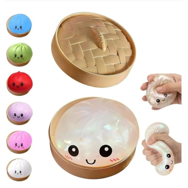 Set 12 Jucării Antistres Squishy Bao Bun – Figurine Kawaii Colorate, Moi și Elastice pentru Copii și Adulți, JCC-030