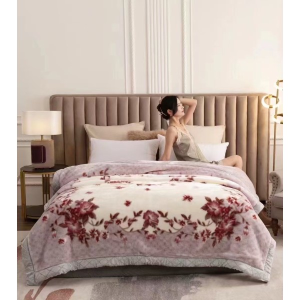 Pătură Cocolino Pufoasă pentru Pat Dublu 200x230 cm – Model Floral Roz Pudrat, Groasă și Catifelată, PCM-058 Pătură Cocolino Pufoasă pentru Pat Dublu 200x230 cm – Model Floral Roz Pudrat, Groasă și Catifelată, PCM-058