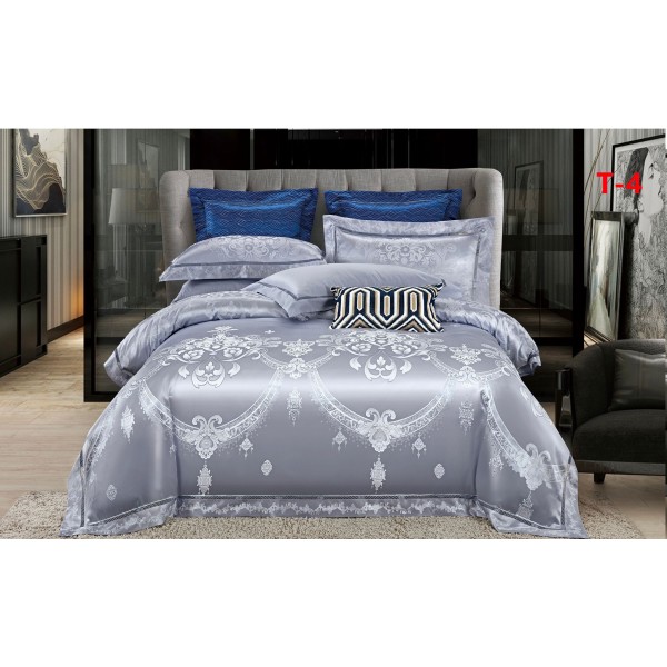 Set Lenjerie de Pat Dublu 6 Piese Satin Jacquard Gri Argintiu – Premium Luxury, LDJ-059 Set Lenjerie de Pat Dublu 6 Piese Satin Jacquard Gri Argintiu – Premium Luxury, LDJ-059