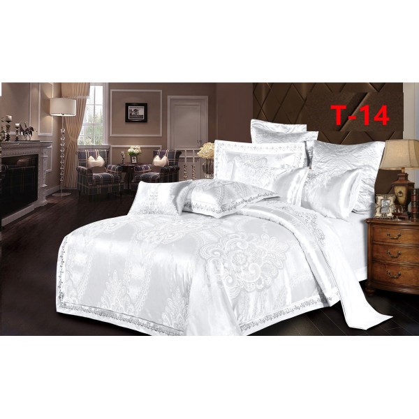Set Lenjerie de Pat Dublu 6 Piese Satin Jacquard Alb – Premium Luxury, LDJ-062 Set Lenjerie de Pat Dublu 6 Piese Satin Jacquard Alb – Premium Luxury, LDJ-062