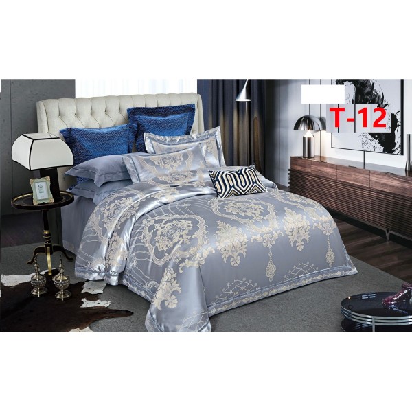 Set Lenjerie de Pat Dublu 6 Piese Satin Jacquard Gri Argintiu – Premium Luxury, LDJ-066 Set Lenjerie de Pat Dublu 6 Piese Satin Jacquard Gri Argintiu – Premium Luxury, LDJ-066