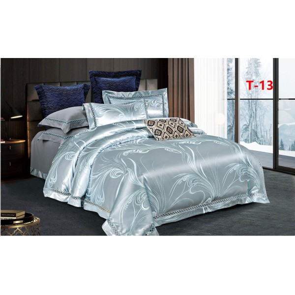 Set Lenjerie de Pat Dublu 6 Piese Satin Jacquard Gri Perlat – Premium Luxury, LDJ-067 Set Lenjerie de Pat Dublu 6 Piese Satin Jacquard Gri Perlat – Premium Luxury, LDJ-067