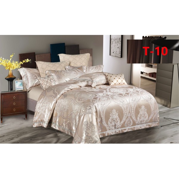 Set Lenjerie de Pat Dublu 6 Piese Satin Jacquard Cappuccino – Premium Luxury, LDJ-068 Set Lenjerie de Pat Dublu 6 Piese Satin Jacquard Cappuccino – Premium Luxury, LDJ-068