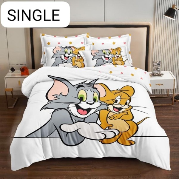 Lenjerie de Pat Tom și Jerry pentru 1 Persoană, 4 Piese, Bumbac Finet Premium – Model Vesel pentru Copii, LCC-084 Lenjerie de Pat Tom și Jerry pentru 1 Persoană, 4 Piese, Bumbac Finet Premium – Model Vesel pentru Copii, LCC-084
