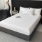 Lenjerie de Pat Damasc Premium, 6 Piese, 100% Bumbac, Cearșaf cu Elastic, Alb, LDS-042