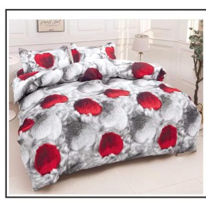 Set Pilotă Matlasată 185x230 cm + Cearșaf cu Elastic 180x200 cm + 2 Fețe de Pernă 50x70 cm – Inimi Roșii, PPL-034