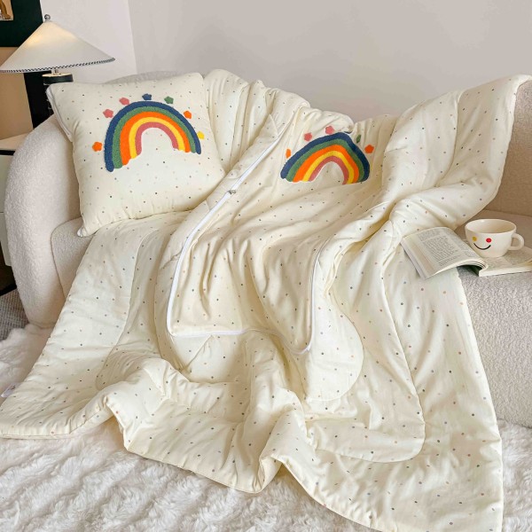 Pilotă-Pernă pentru Copii 2 în 1, 150x200 cm, Bumbac 100% – Model Curcubeu, PPL-056