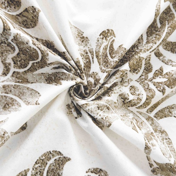 Lenjerie de Pat Dublu LUX 6 Piese din Finet cu Cearșaf cu Elastic – Model Damasc Bej Cappuccino, LPL-017 Lenjerie de Pat Dublu LUX 6 Piese din Finet cu Cearșaf cu Elastic – Model Damasc Bej Cappuccino, LPL-017