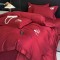 Lenjerie de Pat Premium Satin Deluxe cu Broderie Elegantă, Bumbac 100%, 4 Piese, Rosu Bordo, LBB-023 Lenjerie de Pat Premium Satin Deluxe cu Broderie Elegantă, Bumbac 100%, 4 Piese, Rosu Bordo, LBB-023