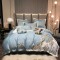 Lenjerie de Pat Premium Satin Deluxe cu Broderie Elegantă, Bumbac 100%, 4 Piese, Bleu Floral Baroc, LBB-027 Lenjerie de Pat Premium Satin Deluxe cu Broderie Elegantă, Bumbac 100%, 4 Piese, Bleu Floral Baroc, LBB-027