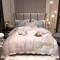Lenjerie de Pat Premium Satin Deluxe cu Broderie Elegantă, Bumbac 100%, 4 Piese, Roz Pudrat Floral Baroc, LBB-025 Lenjerie de Pat Premium Satin Deluxe cu Broderie Elegantă, Bumbac 100%, 4 Piese, Roz Pudrat Floral Baroc, LBB-025
