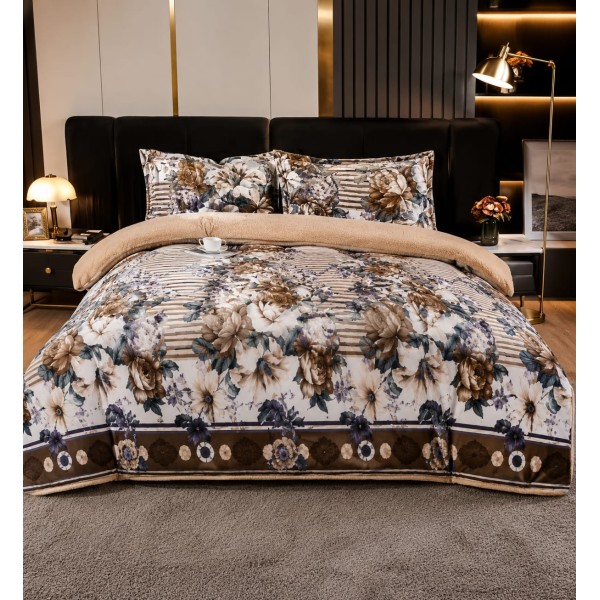 Pilotă Cocolino cu Blăniță 200×230 cm + 2 Fețe de Pernă – Model Floral Elegant, PDC-025 Pilotă Cocolino cu Blăniță 200×230 cm + 2 Fețe de Pernă – Model Floral Elegant, PDC-025
