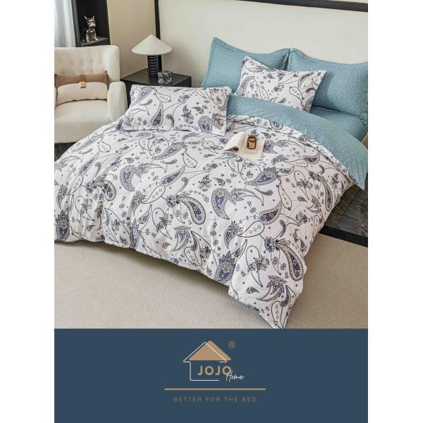 Lenjerie Pat Dublu 6 Piese cu Cearșaf cu Elastic – Bumbac Finet, Model Ornamental Turcoaz, LDE-201 Lenjerie Pat Dublu 6 Piese cu Cearșaf cu Elastic – Bumbac Finet, Model Ornamental Turcoaz, LDE-201
