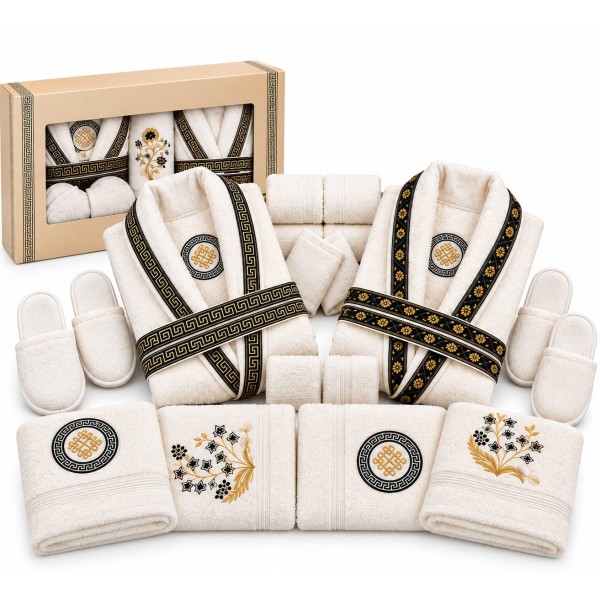 Set Cadou Baie 14 Piese pentru Cuplu – Halate de Baie și Prosoape Elegante, HBC-053 Set Cadou Baie 14 Piese pentru Cuplu – Halate de Baie și Prosoape Elegante, HBC-053
