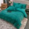 Lenjerie de Pat Premium JOJO Home, 4 Piese, Blăniță Artificială Tip Iepure, Cearșaf cu Elastic – Turcoaz, LJH-004