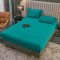 Lenjerie de Pat Premium JOJO Home, 4 Piese, Blăniță Artificială Tip Iepure, Cearșaf cu Elastic – Turcoaz, LJH-004