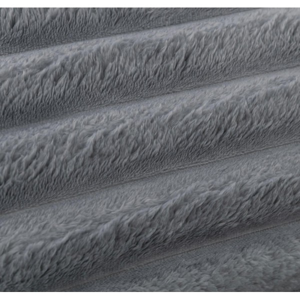 Lenjerie de Pat Premium JOJO Home, 4 Piese, Blăniță Artificială Tip Iepure, Cearșaf cu Elastic – Gri Inchis, LJH-005