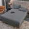 Lenjerie de Pat Premium JOJO Home, 4 Piese, Blăniță Artificială Tip Iepure, Cearșaf cu Elastic – Gri Inchis, LJH-005