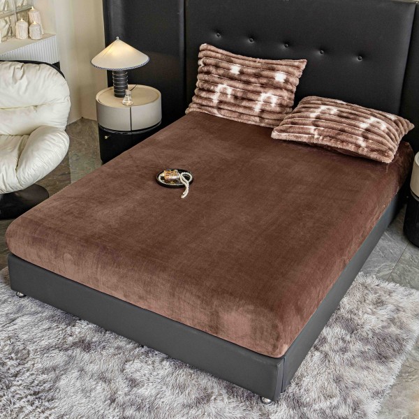 Lenjerie de Pat Premium JOJO Home, 4 Piese, Blăniță Artificială Tip Iepure, Cearșaf cu Elastic – Maro Ciocolatiu, LJH-010 Lenjerie de Pat Premium JOJO Home, 4 Piese, Blăniță Artificială Tip Iepure, Cearșaf cu Elastic – Maro Ciocolatiu, LJH-010
