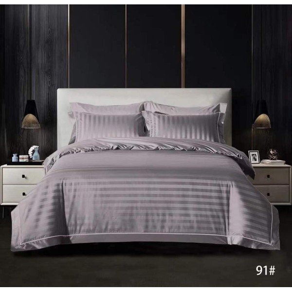 Lenjerie pat dublu, Damasc, 6 piese, Deluxe, Gri, LDS-026