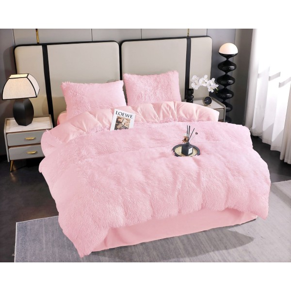 Lenjerie Cocolino Fluffy pat dublu 4 piese roz, LFF-022