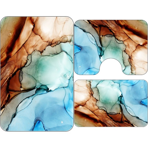 Set 3 Covorase Baie Antiderapante, Multicolor, ceramica, CAM-075