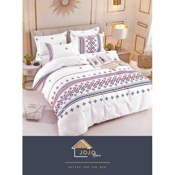 Set Lenjerie de pat din Finet Gros, Cearceaf cu ELASTIC, 6 Piese, Pat 2 Persoane, Multicolor, model traditional, LDE-045