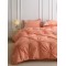 Lenjerie pat dublu finet 6 piese cu pliuri, inimioare și broderie-somon, LIB-033