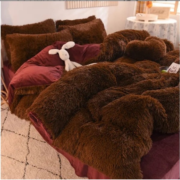 Lenjerie Cocolino Fluffy pat dublu cu elastic maro, LFF-031