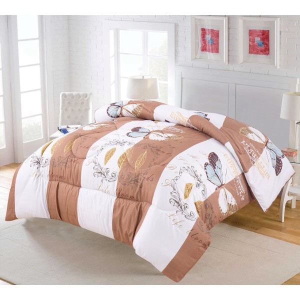 Pilota Matlasata 200x230 cm, Alb-Bej, fluturi, PPL-018