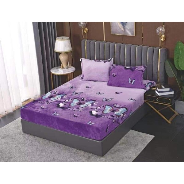 Cearșaf Cocolino cu Elastic 180x200 cm + 2 Fețe de Pernă – Model Fluturi, Mov, HC-014 Cearșaf Cocolino cu Elastic 180x200 cm + 2 Fețe de Pernă – Model Fluturi, Mov, HC-014