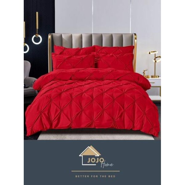 Lenjerie pat dublu finet 6 piese cu pliuri și cearceaf normal-rosu, LDI-068