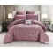 Lenjerie de pat cu elastic si pilota inclusa, bumbac tip jacquard, pat dublu, 7 piese, Roz inchis, PJD-04