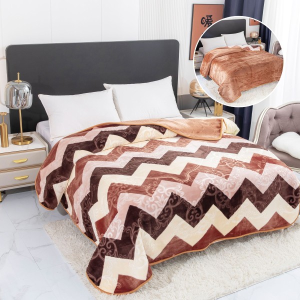 Patura Cocolino dubla si pufoasa perfecta pentru sezonul rece 200 x 240 cm, Maro-Bej, PCM-001