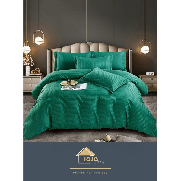 Lenjerie pat dublu, Damasc Finetat, 6 piese, Jojo, Verde, LDS-028