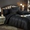 Lenjerie pat dublu, Damasc Finetat, 6 piese, Jojo, Negru, LDS-018